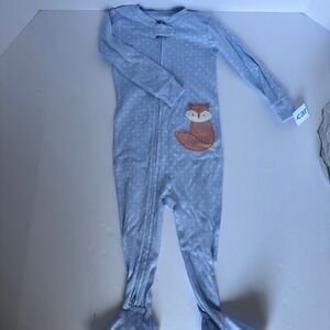 Carters Baby‎ 18 Months Footed Pajamas Blue Fox Polka Dot One Piece Jumpsuit